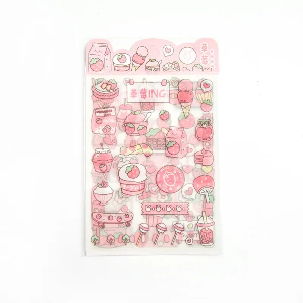 7K8s4 Sheets Scrapbook Stickers Set Cute Small Pink Animals Transparent Calendar Diary Book Sticker Scrapbooking Decorative
