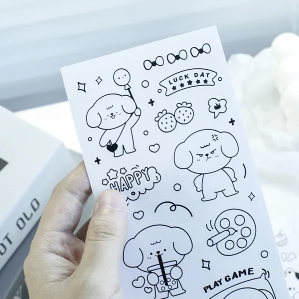 Gmn1IMOON 2 Sheets Simple Cute Cartoon Stickers for Scene Collage Crafts DIY Decorative Material Journal Planners