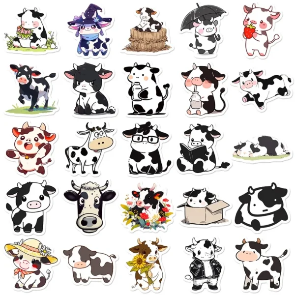 UjKj10 30 50PCS Cute Cow PVC Sticker Aesthetic DIY Children s Decoration Scrapbooking Korean Stationery School
