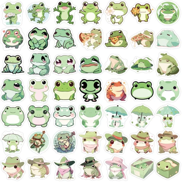 10 30 100PCS Cute Little Frog PVC Sticker Aesthetic Stationery School Supplies DIY Decoration Korean Scrapbooking 1