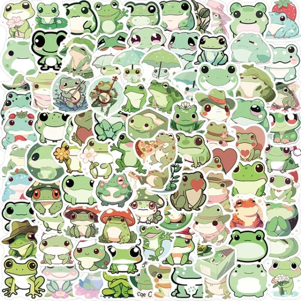 10 30 100PCS Cute Little Frog PVC Sticker Aesthetic Stationery School Supplies DIY Decoration Korean Scrapbooking.jpg 640x640