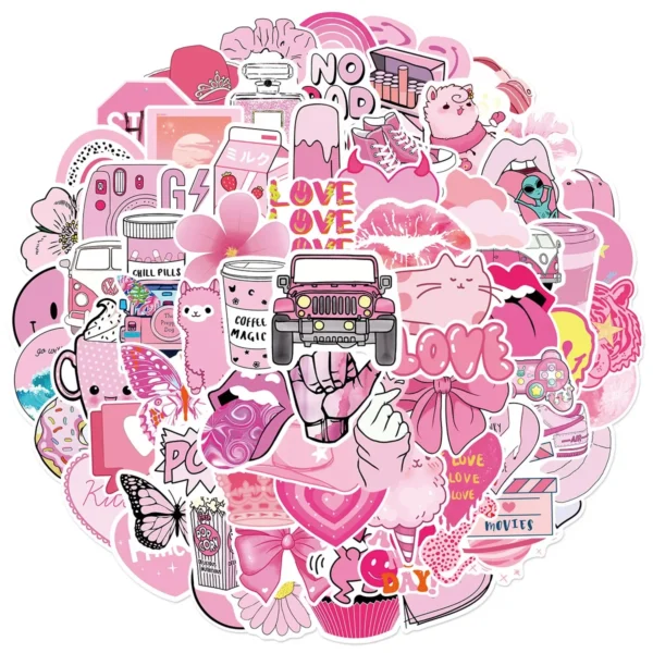 10 30 50 100PCS Pink VSCO Cute Girl Stickers Aesthetic Skateboard Laptop Guitar Graffiti Luggage Sticker 1