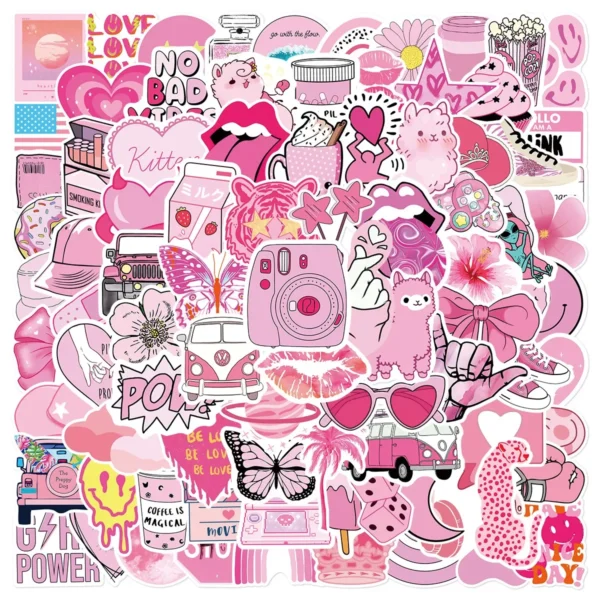 10 30 50 100PCS Pink VSCO Cute Girl Stickers Aesthetic Skateboard Laptop Guitar Graffiti Luggage Sticker