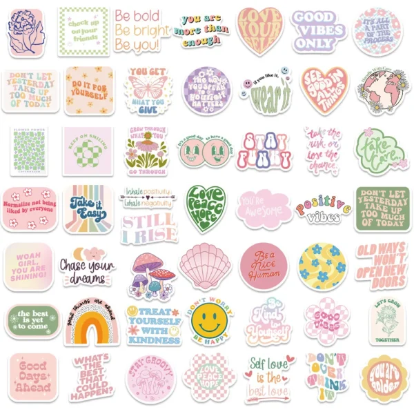 10 30 50 100PCS ins Pink Motivational Phrase Stickers Graffiti Decals DIY Motorcycle Luggage Skateboard Toy 3