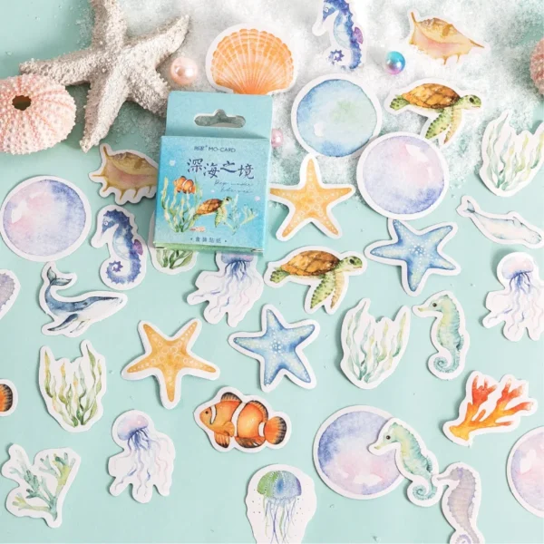 46 Pcs Ocean Stickers Cute Sea Animal Art Stickers For Scrapbooking Craft Supplies 1