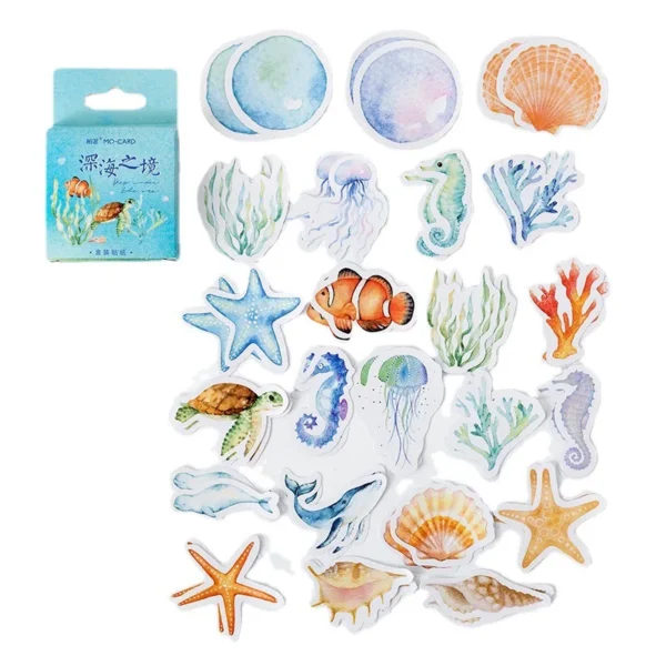 46 Pcs Ocean Stickers Cute Sea Animal Art Stickers For Scrapbooking Craft Supplies 3