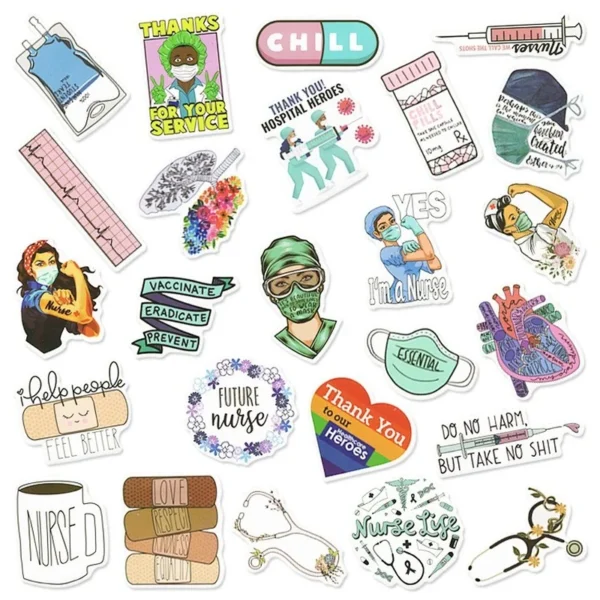 50PCS Cartoon Nurse Stickers Pretty Angel in White Stickers DIY Mobile Phone Scrapbook Decorative Stickers 1