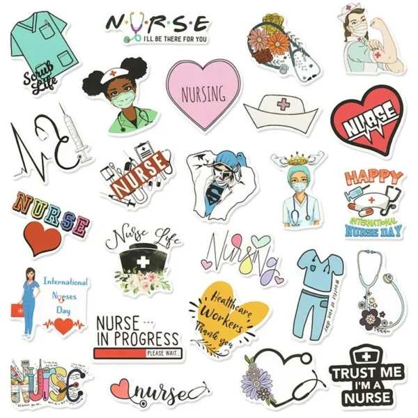 50PCS Cartoon Nurse Stickers Pretty Angel in White Stickers DIY Mobile Phone Scrapbook Decorative Stickers 2