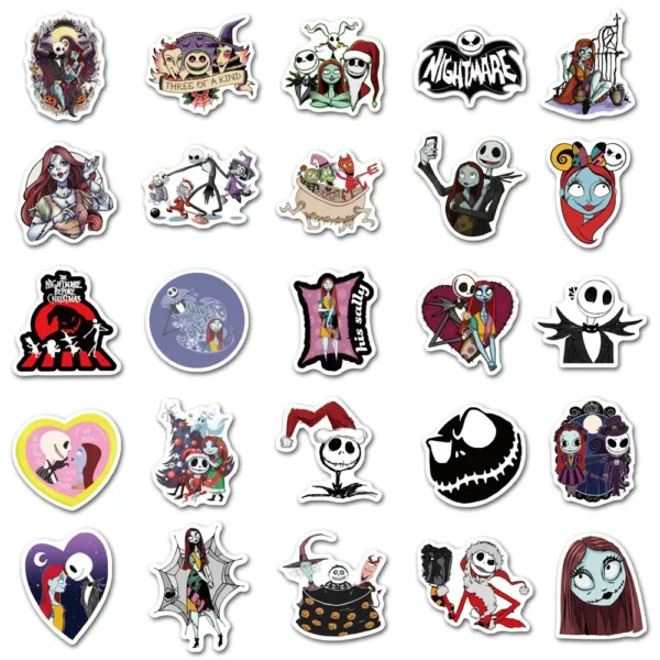 50Pcs New Nightmare Before Christmas Stickers Halloween Theme Waterproof Stickers for Laptop Skateboard Phone Luggage 2