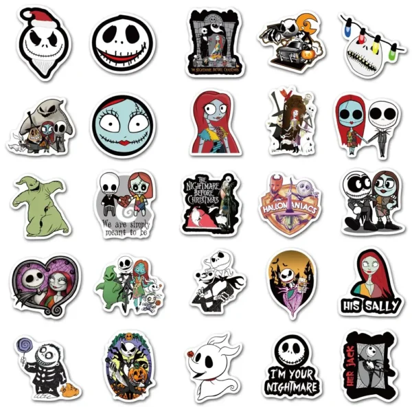 50Pcs New Nightmare Before Christmas Stickers Halloween Theme Waterproof Stickers for Laptop Skateboard Phone Luggage 3