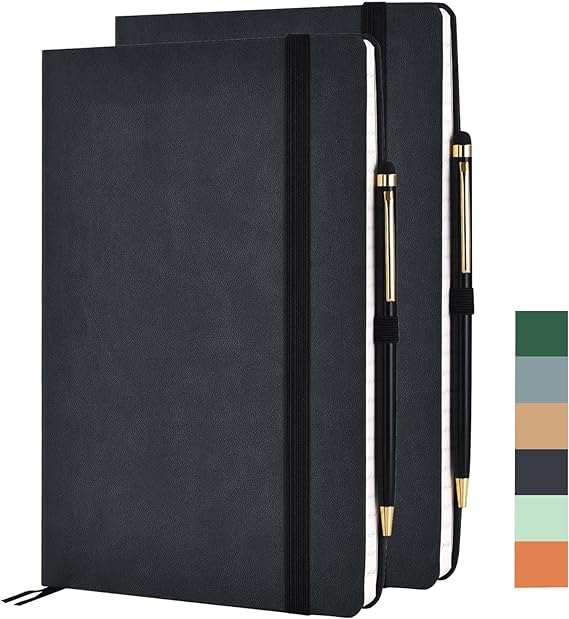 Elegant Lined Journal Notebook 2 Pack | A5